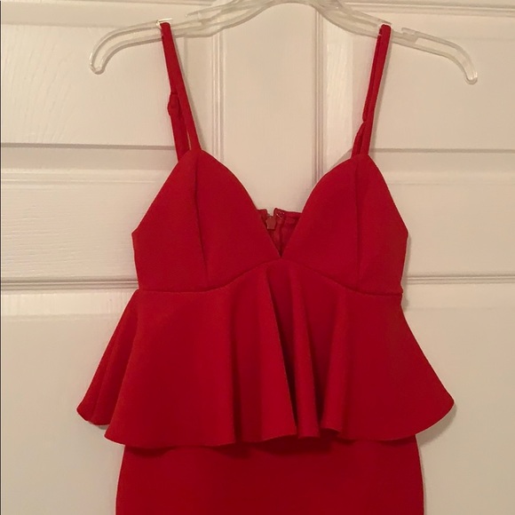 Red Peplum Short Party Dress - Picture 3 of 4